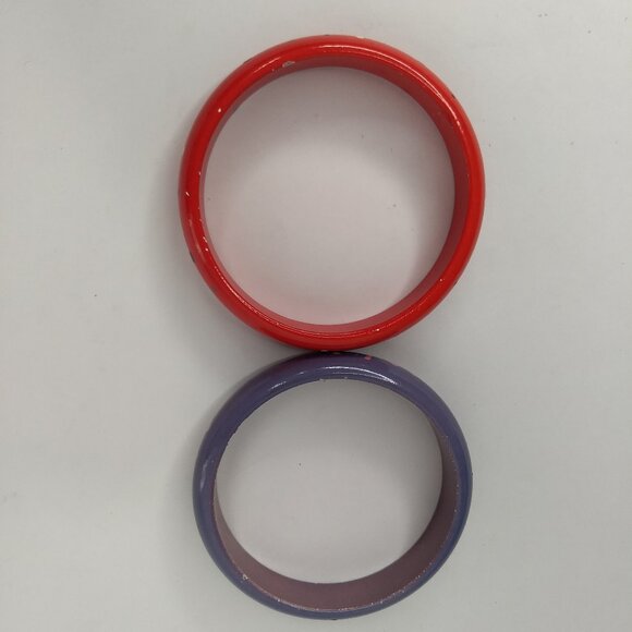 Painted Wood Stacking Bangle Bracelet Lot Purple Red 80s 90s Retro Kidcore Fun - Picture 5 of 15